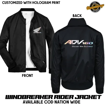 Honda ADV 160 Customized Riders Bomber Jacket Windbreaker Semi Waterproof with Hologram Vinyl Print COD Nationwide