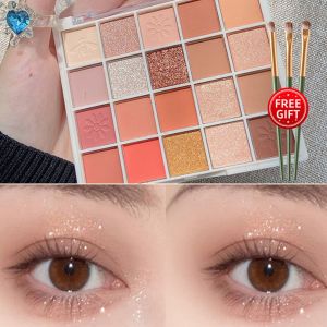 LAMEILA 【Free Brushes】HLLR 20-color All-in-one Eye Shadow Palette Milk Tea Pearlescent Matte Earth Color Eyeshadow Long-lasting High Gloss Glitter Shimmer Eyeshadow Eye Makeup Cosmetics