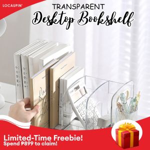 Locaupin Transparent Book Organizer Desktop Storage Bookshelves Multifunctional Sorting Bin Office Plastic Book Holder
