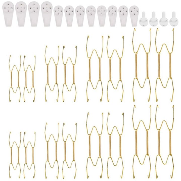 12-Pack Invisible Plate Hangers - Stainless Steel Wall Mount For 6-8 Inch Decorative Plates (Gold)
