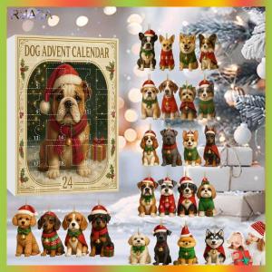 RUASA Dog Advent Calendar 2025 2D Acrylic Dog Pendant Christmas Tree Decor 24 Days Christmas Countdown Calendar Gift For Dog Lovers