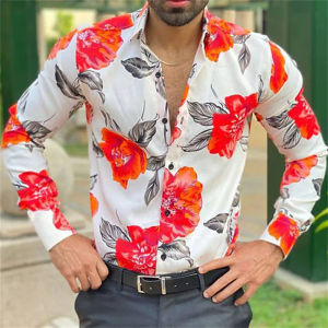 Noble ball business shirts mens shirts flowers 3D printed shirts casual long-sleeved button clothing fashion summer S-6XL