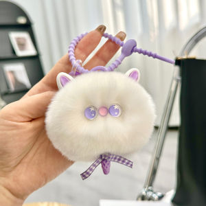 Creative Cat Plush Acrylic Keychain Backpack Car Hanging Keyring Pendant Cute Cat School Bag Decor Key Decor Accessories