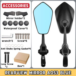 BenMaxx Side Mirror Motorcycle Side Mirror With Blue/White Lens Adjustable AOS3 Anti-Glare Motorcycle Rear View Mirror High Definitio Rearview Mirror Universal