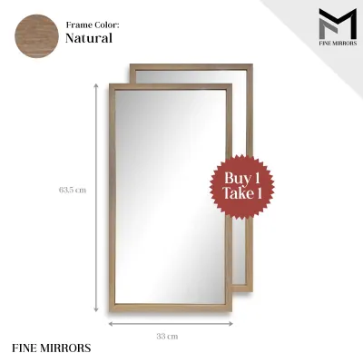 Fine Mirror [Buy 1 Take 1] Wall Mirror 12 x 24 Natural