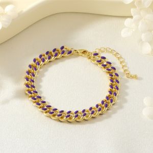 LIGHTER Punk Cuban Link Chain Bracelets Copper Gold Plated Colorful Enamel Cuba Chain Simple Hip Pop Rainbow Color Hand Chains