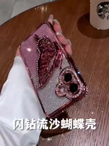 iPhone16 case Diamond Quicksand Butterfly Phone Case iPhone16 Pro Max 15 14 13 12 11 Casing for iPhone Case XS/XR Silicone Soft Shell TPU Shockproof