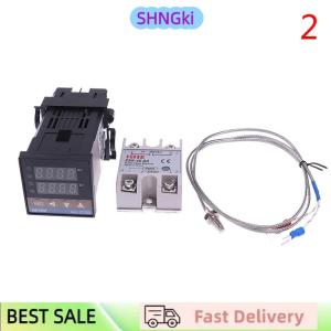SHNGki 100-240VAC PID REX-C100 Temperature Controller SSR-40A Thermocouple