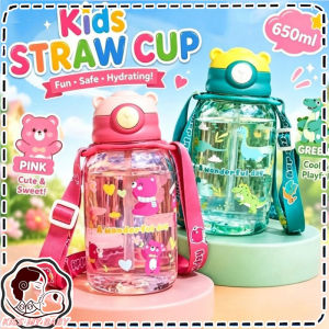 650ML Strap Water Bottle Large Capacity Portable Childrens Straw Cup Kettle Botol Air Kanak Kanak