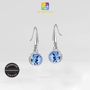 [Crystal from Swarovski] LUSH Solitaire Birthstone Hook Earring-Light Sapphire [By FGG]