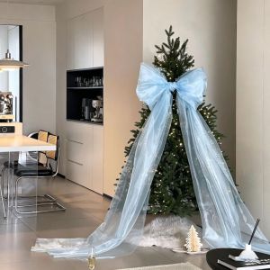 EGRT Pearlescent Christmas Bow Ornaments multicolor Oversized Giant Bow Hanging Decoration Holiday Decor Shiny Bowknot Ornament Christmas Tree