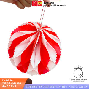 honey comb merah putih / dekorasi agustus / pompom merah putij hiasan hut ri