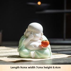 Smiling Mouth Always White Porcelain/Celadon Maitreya Buddha Ornament - Home Decoration Art Piece