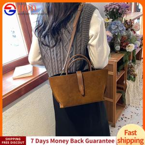 【Outdoor】 PU Leather Shoulder Bag Retro Handbag Commuter Bag for Women Shopping Travel
