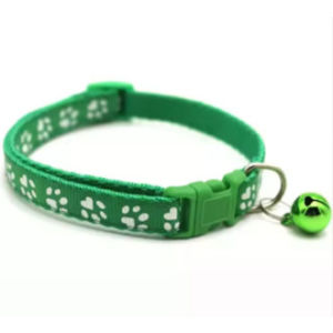 Colorful Paw Print Adjustable Nylon Cat Collar with Bell by Harriet Trading
