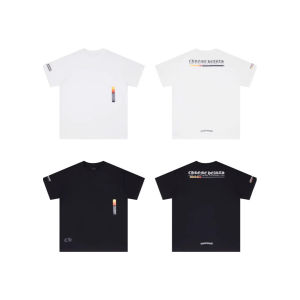 เสื้อยืดแขนสั้นหลวมๆ อเนกประสงค์สไตล์สันสกฤตพิมพ์ตัวอักษร Chrome Heartsˉ สำหรับผู้ชายและผู้หญิง