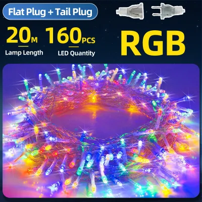 KINGSOLAR Led String Light Fairy 10M 20M 220V Plug Christmas Light Wedding Party Garland HolidayDecoration Outdoor Lighting Waterproof 8Mode White/Warm White/Multicolor/Blue 4Color Option Curtain Light solar christmas light outdoor
