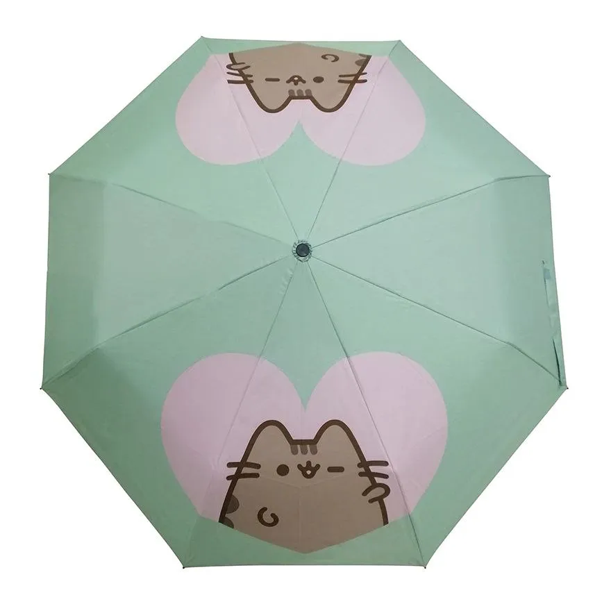PUSHEEN Fold Umbrella 21 inch Green Heart LIMITED EDITION