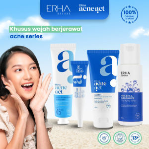 ERHA Acneact Perawatan Jerawat 4Pcs - Sabun Pembersih Wajah ACSBP - Acne Spot Gel - Toner - Sunscreen Teruji Klinis