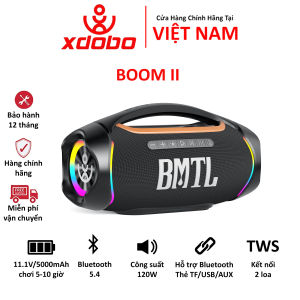 Loa bluetooth 5.4 XDOBO BMTL BOOM II công suất 120W âm trầm mạnh mẽ đèn RGB chống nước IPX6 - Hàng chính hãng