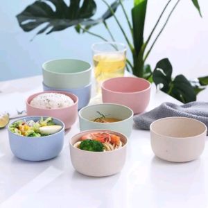 Wheat Straw Bowl Colorful Household Fruit Vegetable Soup Bowl