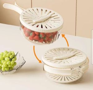 Bask Drain 2 in 1 draining preservation basket cuci buah sayur simpan jadi mudah caps