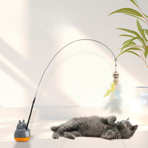 Meilovmao Cat Fishing Rod Stick Extendable Feather Mouse Puzzle Teaser Self-Play Interactive Pet Toy Kitten Mainan Kucing