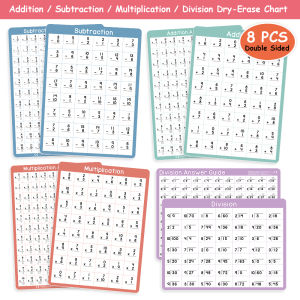 Double Side Dry Erase Cards Educational Math Chart White Board for Kids Practicing Addition & Subtraction Multiplication & Division Math Manipulatives Whiteboard Writing Pad Leaning Materials for Kids Homeschooling Classroom