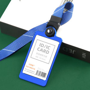 NEW Aluminium Alloy Vertical ID Card Holder Lanyard Red Blue Gold Silver Black Card Holder Name Tag Badge Holder Women Business Office Supplies