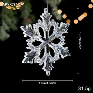 DOWNA Acrylic Christmas Ornaments Hanging Christmas Ornaments Acrylic Clear Deer Ornaments Gifts Hanging Loop Snowflake Ornaments Christmas Tree Decor