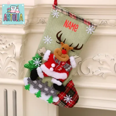 PERSONALIZED CHRISTMAS STOCKINGS SOCKS DECORATION MEDIUM 31x19cm