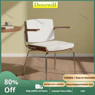 Dovewill Armrests Retro Dining Chair Cafe Design Wooden Dining Chair Sturdy Construction Wooden Armchair Curved Backrest for Restaurant