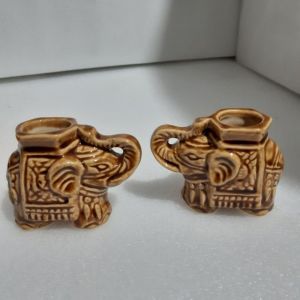 5 đôn voi đựng tăm men nâu