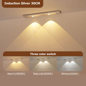 【Malay Stock】LED Rechargeable Cabinet Light Human Body Sensor Lamp Wireless 3-Color Cat Eye Light Bedroom Clothes Kitchen Light