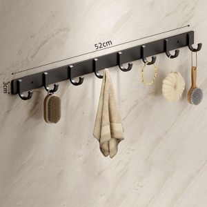 DOOUR Heavy Duty Load Bearing Wall Mounted Hook Rack Strong Adhesive Aluminum Alloy Towel Rack Hook Easy To Install 3-8 Hooks Heavy Duty Wall Hook Bathroom Towel Hanging