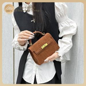 【HRFS】 Women Faux Suede Crossbody Bag Solid Color Retro Shoulder Bag Underarm Purse for Daily Use