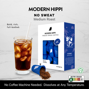 Modern Hippi Coffee No Sweat | Instant Freeze Dried Coffee I Medium Roast | 24 Cups | 100% Specialty Arabica Beans | No Preservatives | No Sugar | No Machine Needed | Superior Taste