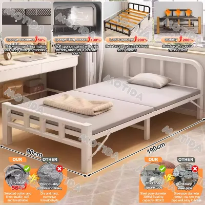 【24 Hours Shipped】Metal Folding Bed Heavy Duty 70/90/120CM Bed Frame Double/Single Portable 8 Styles Foldable