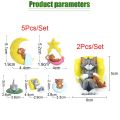 Action Figure Tom & Jerry Ornamen Boneka Kucing Dan Tikus Ukuran 3-5cm Untuk Topper Kue Interior Mobil. 