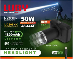 Luby Senter Kepala L-2905NL Rechargeable Head Lamp
