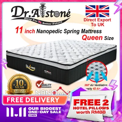 (Free Shipping) Dr.Alstone (King/Queen/Super SIngle/Single) Nanopedic 11 inches Anti-static chiropractic spring Mattress Tilam (10 Years Warranty) | High Density Synthetic Latex