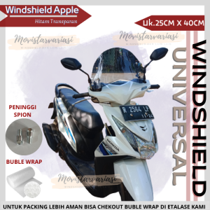 Windshield Universal  Apple Hitam Transparan Untuk Semua Jenis Motor Windshield Universal Visor Tameng Pelindung Motor Kaca Depan Dari Terpaan Angin Pelindung Motor Kaca Depan Dari Terpaan Angin Tameng Depan Beat Karbu Beat FI Visor Angin Pelindung Dada