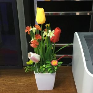 Đèn Ngủ Hoa Tulip (3 bông)_Chậu hoa giả để bàn