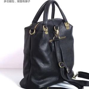 BeeGreen Women Real Leather Black Backpack Classic Travel Knapsack School Girls Bagpack Versatile Large Capacity Shoulder Bag