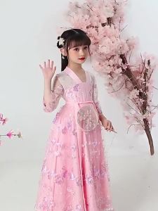 Spring New Chinese Style Jacket and Dress Childrens Tang Costume Little Girl Fairy Ancient Style Dress Summer Dress Girls