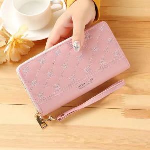 Zipper Handbag Soft Leather Wallet Diamond Embroidery Crown Large Capacity Wallet