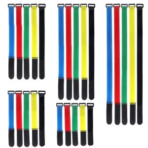 10Pcs Reusable Hook Loop Nylon Reverse Straps Colored Fastening Tape Self Adhesive Cable Ties Wrap Bundle Fixed Ties