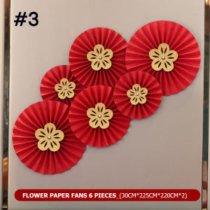 3D Fu สติ๊กเกอร์ติดผนังตกแต่งปีใหม่รูปลอกหน้าต่างเทศกาลฤดูใบไม้ผลิกระดาษตกแต่งพัดลมรูปแบบฉากดอกไม้ Shop ห้างสรรพสินค้าตกแต่งบ้าน