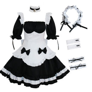 FCMiracle Nikki Trang Phục Cosplay Cho Phụ Nữ Lolita Trang Phục Màu Đen Trắng người hầu pháp Ăn Mặc Cô Gái Maid Trang Phục Nhật Bản Tạp dề hầu gái Đồng Phục Ăn Mặc