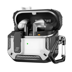 Sanptoch For Samsung Galaxy Buds 3 & Buds 3 Pro Case with Secure Lock Clip & Cleaning kit Full Body Shockproof Cover For Galaxy Buds 3 Pro Camouflage Protection Casing with Lanyard